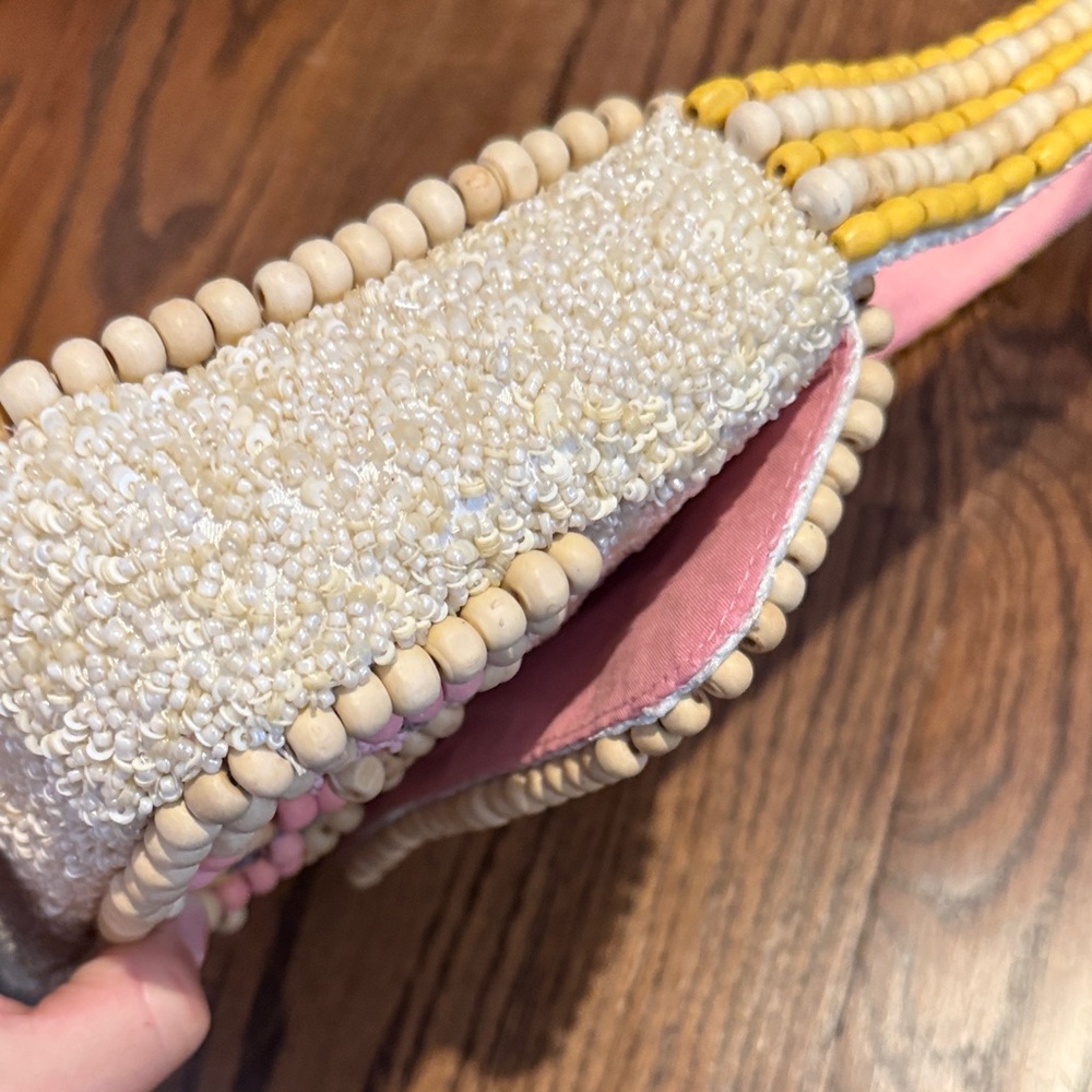 Beaded Pink and Yellow Women's Bag - Picture 5 of 7